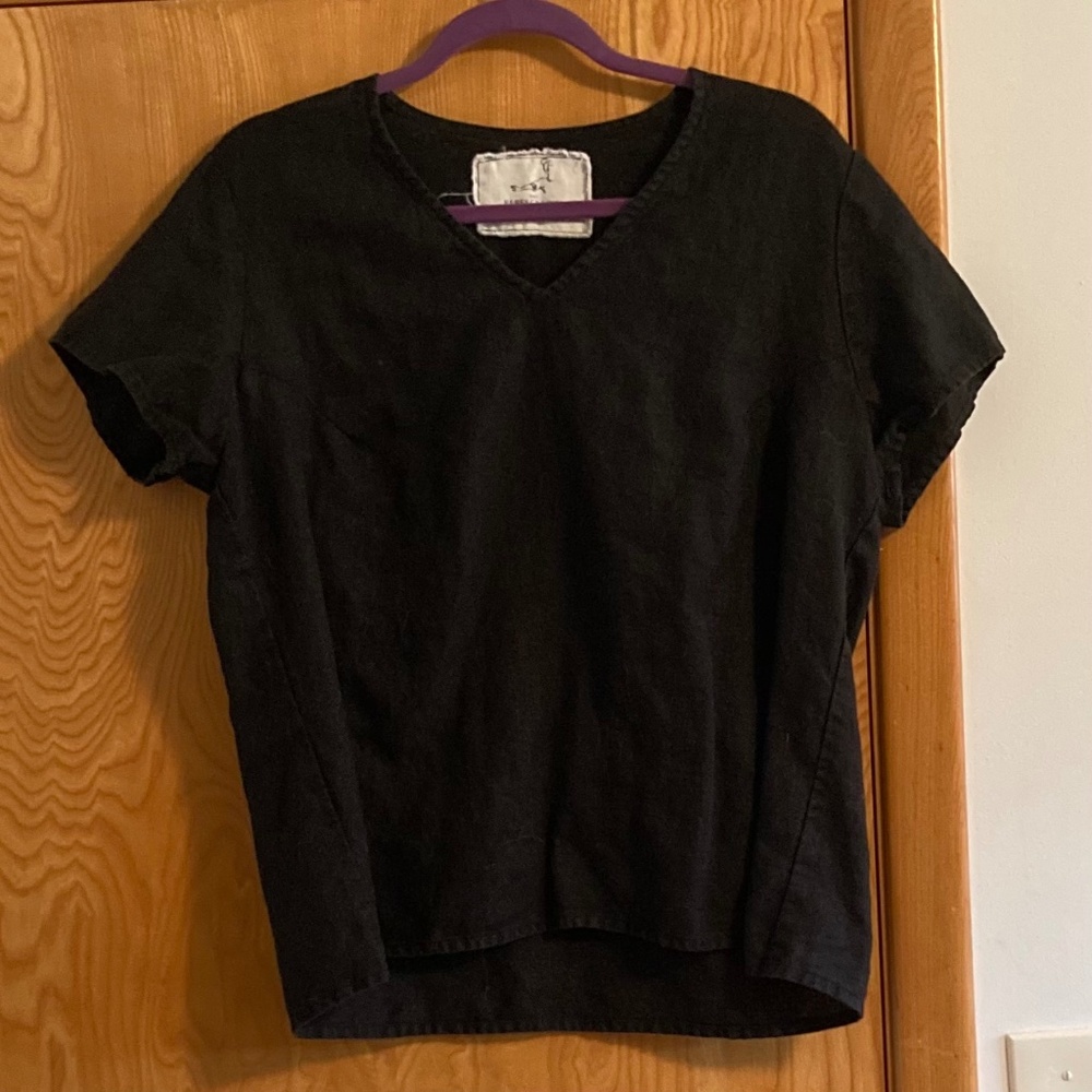 notPERFECTLINEN Black Linen Top